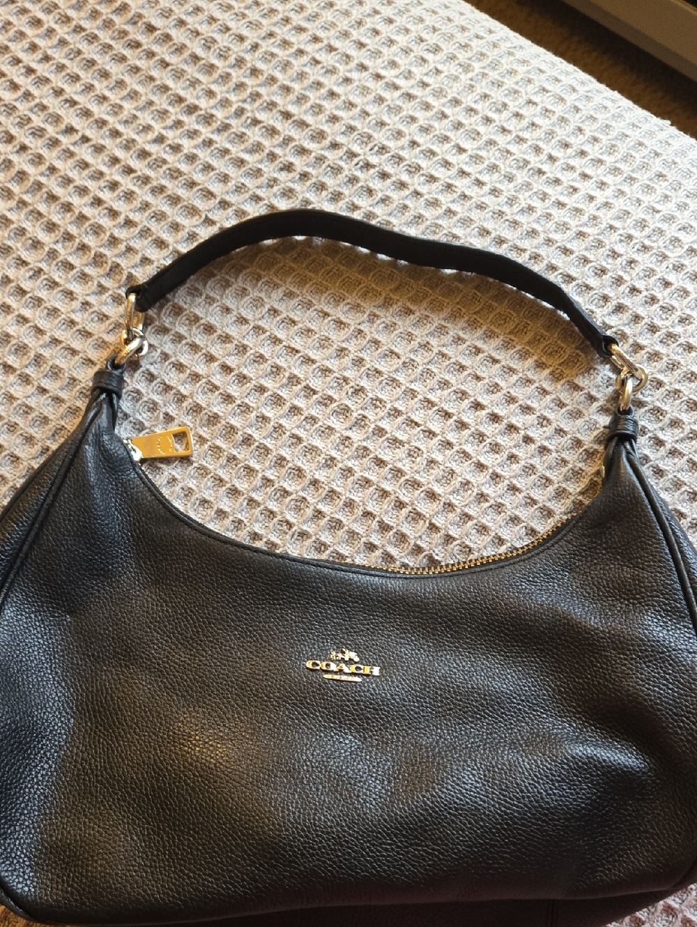 Coach Black Pebbled Leather Shoulder Bag